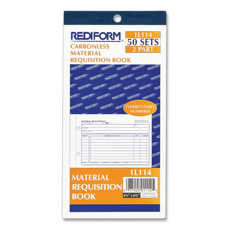 REDIFORM OFFICE PRODUCTS Material Requisition Book, Two-Part Carbonless, 7.88 x 4.25, 50 Forms Total (RED1L114) thumbnail 2