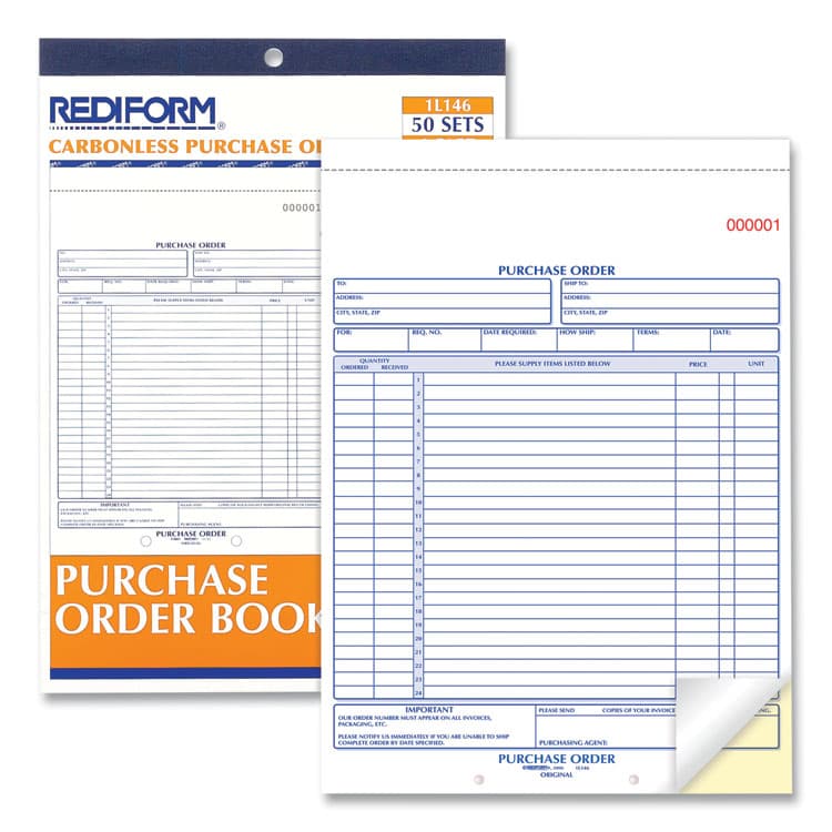 REDIFORM OFFICE PRODUCTS Purchase Order Book, 17 Lines, Two-Part Carbonless, 8.5 x 11, 50 Forms Total (RED1L146) thumbnail 3