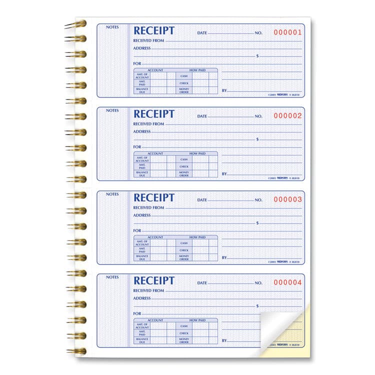 REDIFORM OFFICE PRODUCTS Gold Standard Money Receipt Book, Two-Part Carbonless, 7 x 2.75, 4 Forms/Sheet, 300 Forms Total (RED8L810) thumbnail 4
