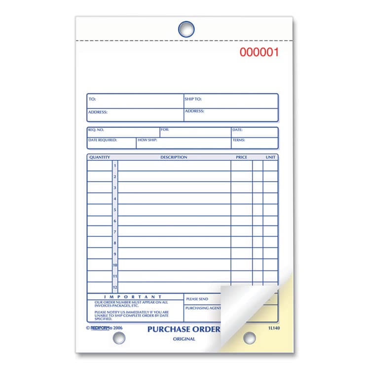 REDIFORM OFFICE PRODUCTS Purchase Order Book, 12 Lines, Two-Part Carbonless, 5.5 x 7.88, 50 Forms Total (RED1L140) thumbnail 4