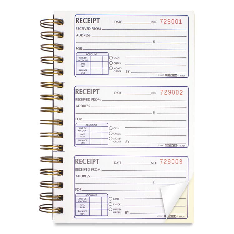 REDIFORM OFFICE PRODUCTS Gold Standard Money Receipt Book, Two-Part Carbonless, 5 x 2.75, 3 Forms/Sheet, 225 Forms Total (RED8L829) thumbnail 4