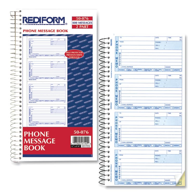 REDIFORM OFFICE PRODUCTS Telephone Message Book, Two-Part Carbonless, 5 x 2.75, 4 Forms/Sheet, 400 Forms Total (RED50076) thumbnail 3