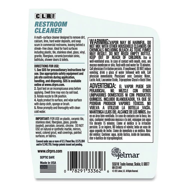 JELMAR, LLC Restroom Cleaner, 32 oz Pump Spray, 6/Carton (JELFMRC326PRO) thumbnail 3