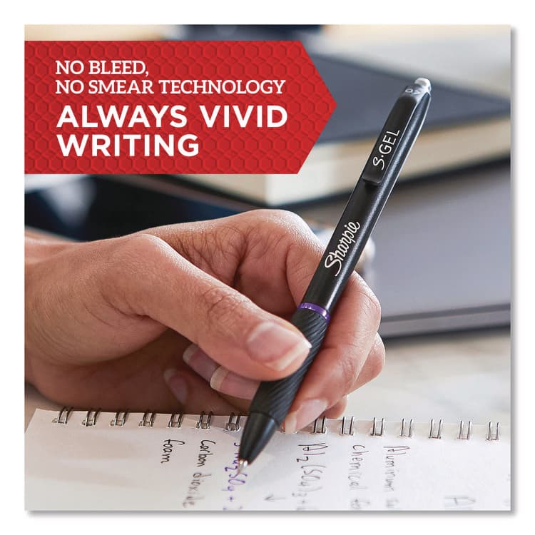 SANFORD S-Gel High-Performance Gel Pens, Retractable, Medium 0.7 mm, Assorted Ink Colors, Black Barrel, 8/Pack (SAN2126231) thumbnail 4