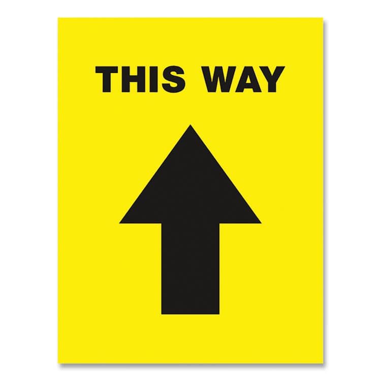 AVERY PRODUCTS CORPORATION Social Distancing Floor Decals, 8.5 x 11, This Way, Yellow Face, Black Graphics, 5/Pack (AVE83022)