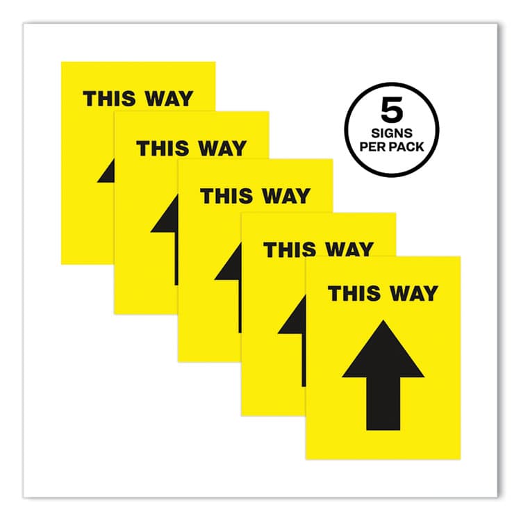 AVERY PRODUCTS CORPORATION Social Distancing Floor Decals, 8.5 x 11, This Way, Yellow Face, Black Graphics, 5/Pack (AVE83022) thumbnail 2