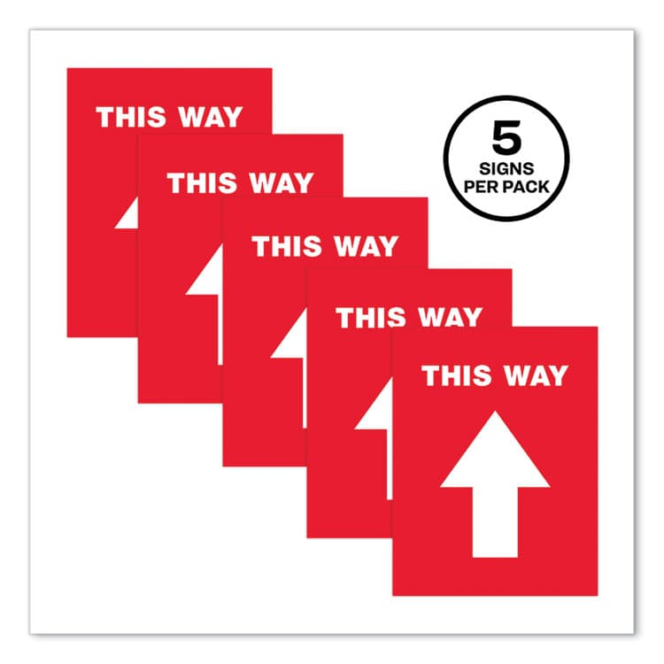 AVERY PRODUCTS CORPORATION Social Distancing Floor Decals, 8.5 x 11, This Way, Red Face, White Graphics, 5/Pack (AVE83091) thumbnail 2