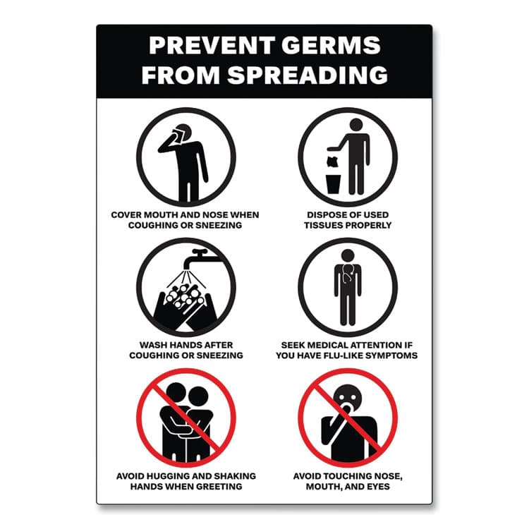 AVERY PRODUCTS CORPORATION Preprinted Surface Safe Wall Decals, 7 x 10, Prevent Germs from Spreading, White/Black Face, Black Graphics, 5/Pack (AVE83174) thumbnail 2