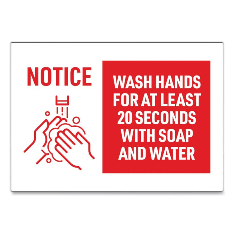 AVERY PRODUCTS CORPORATION Preprinted Surface Safe Wall Decals, 10 x 7, Wash Hands for at Least 20 Seconds, White/Red Face, Red Graphics, 5/Pack (AVE83175) thumbnail 2