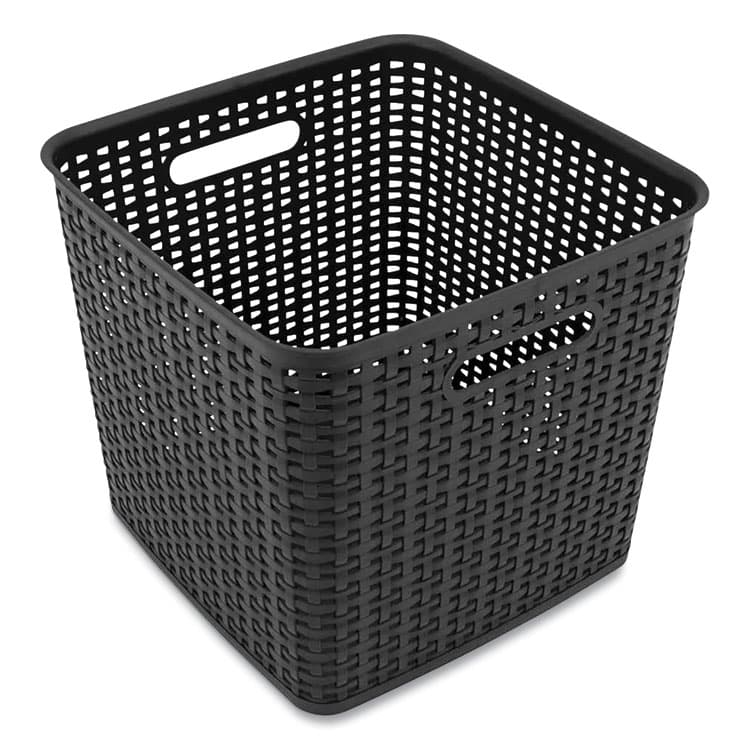 ADVANTUS CORPORATION Plastic Weave Bin, Extra Large, 12.6" x 11.1" x 16.6", Black (AVT37519)