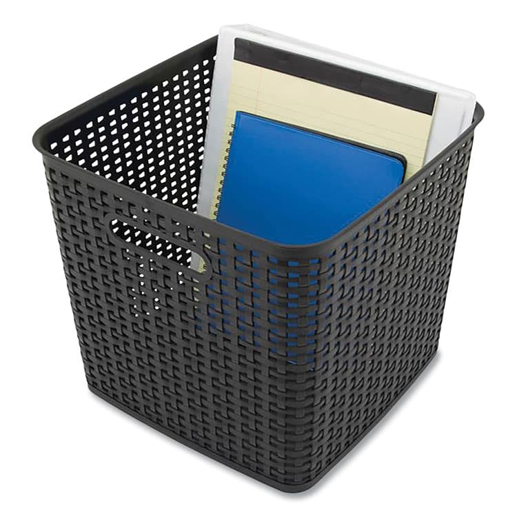 ADVANTUS CORPORATION Plastic Weave Bin, Extra Large, 12.6" x 11.1" x 16.6", Black (AVT37519) thumbnail 3