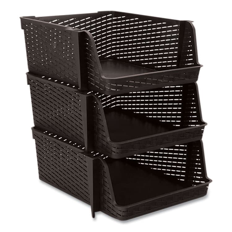 ADVANTUS CORPORATION Nest and Stack Open Lid Storage Bin, 13.5" x 15" x 8.5", Black, 3/Pack (AVT39221)