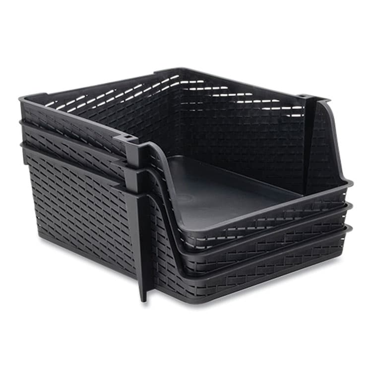 ADVANTUS CORPORATION Nest and Stack Open Lid Storage Bin, 13.5" x 15" x 8.5", Black, 3/Pack (AVT39221) thumbnail 2