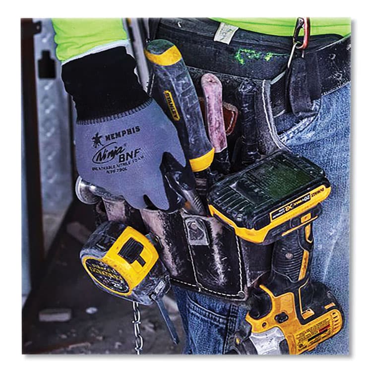 MCR SAFETY Ninja Nitrile Coating Nylon/Spandex Gloves, Medium, Black/Gray, 12 Pairs (CRWN96790M) thumbnail 2