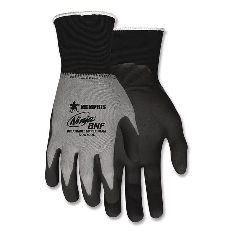 MCR SAFETY Ninja Nitrile Coating Nylon/Spandex Gloves, Small, Black/Gray, 12 Pairs (CRWN96790S) thumbnail 3