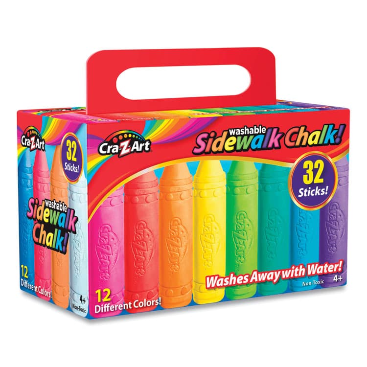 LAROSE INDUSTRIES, LLC Washable Sidewalk Chalk, 12 Assorted Colors, 32 Sticks/Box (CZA108176) thumbnail 2