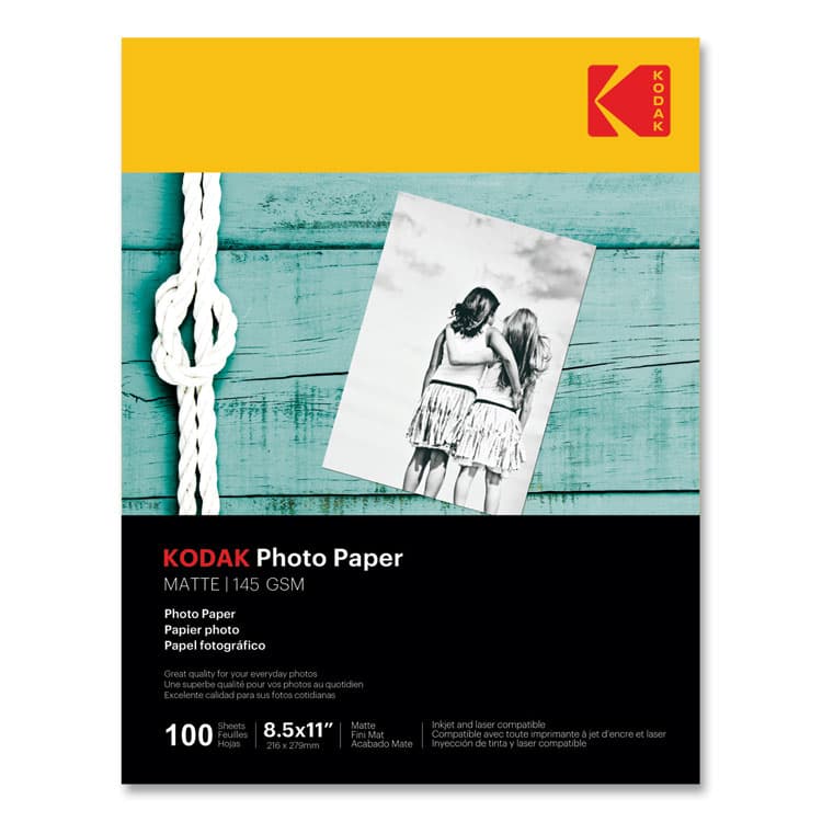 KODAK, EASTMAN, CO. Photo Paper, 7.2 mil, 8.5 x 11, Matte White, 100/Pack (KOD41184)