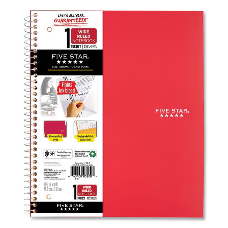 MEAD PRODUCTS Wirebound Notebook, 1-Subject, Wide/Legal Rule, Randomly Assorted Cover Color, (100) 10.5 x 8 Sheets (MEA523807635) thumbnail 2