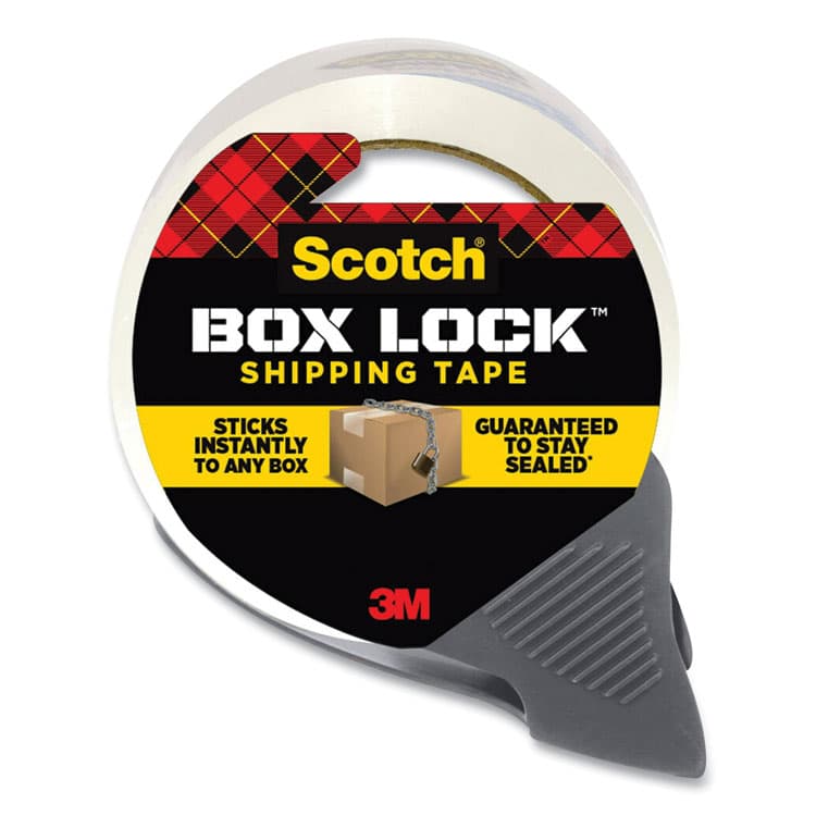 3M/COMMERCIAL TAPE DIV. Box Lock Shipping Packaging Tape with Refillable Dispenser, 3" Core, 1.88" x 54.6 yds, Clear (MMM3950RD)