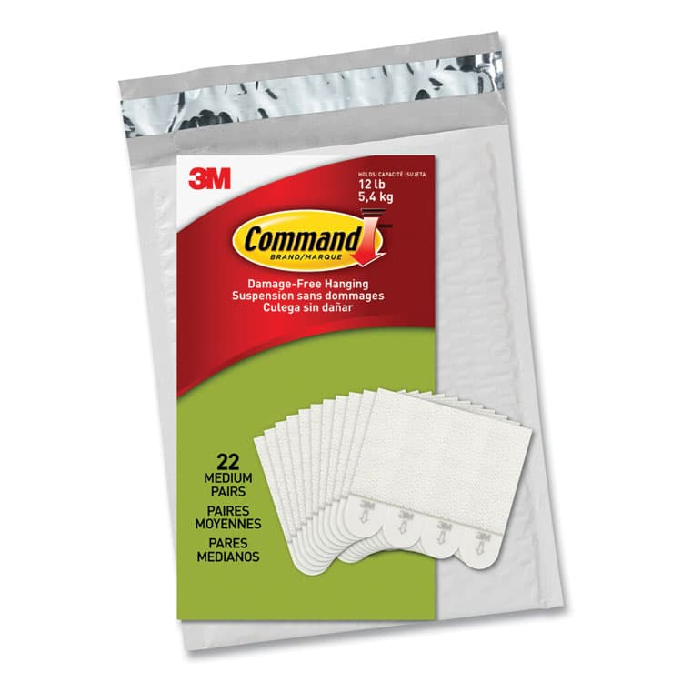 3M/COMMERCIAL TAPE DIV. Damage-Free Hanging Picture Hanging Strip Pairs, Holds Up to 2.5 lb, Medium: 0.63" x 2.75", White, 22/Pack (MMM1720422) thumbnail 2