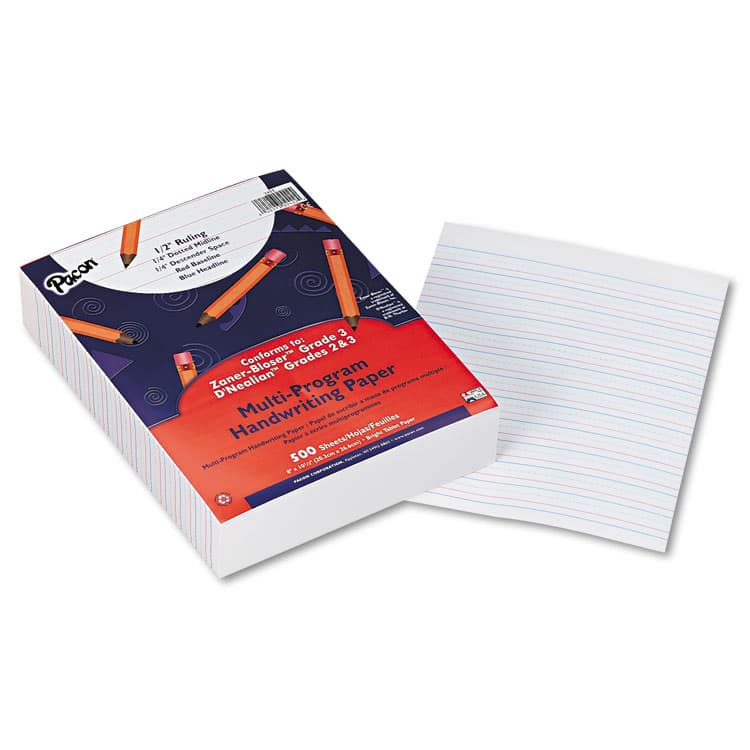 PACON CORPORATION Multi-Program Handwriting Paper, 16 lb, 1/2" Short Rule, One-Sided, 8 x 10.5, 500/Pack (PAC2422)