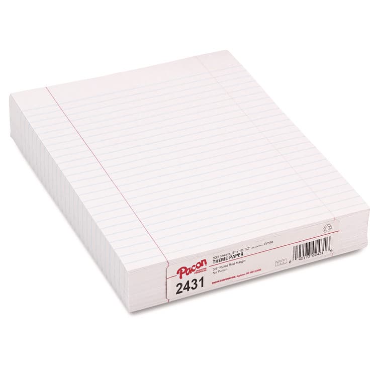 PACON CORPORATION Composition Paper, 8" x 10.5", Wide/Legal Rule, 500 Sheets/Ream (PAC2431)