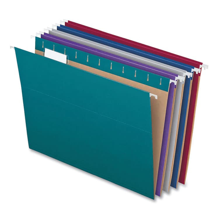 TOPS BUSINESS FORMS Recycled Hanging File Folders, Letter Size, 1/5-Cut Tabs, Assorted Colors, 25/Box (PFX81667)