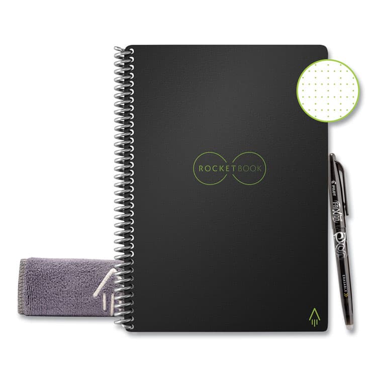 ROCKETBOOK Core Smart Notebook, Dotted Rule (4 sq/in), Black Cover, (18) 8.8 x 6 Sheets (RKBERCAFR)