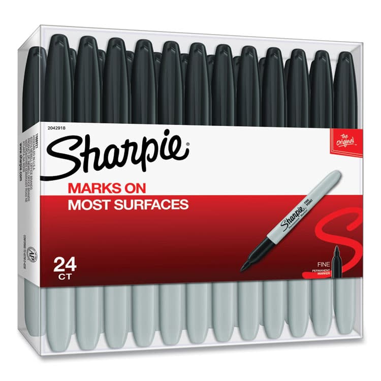SANFORD Fine Tip Permanent Marker, Fine Bullet Tip, Black, 24/Pack (SAN2042918)