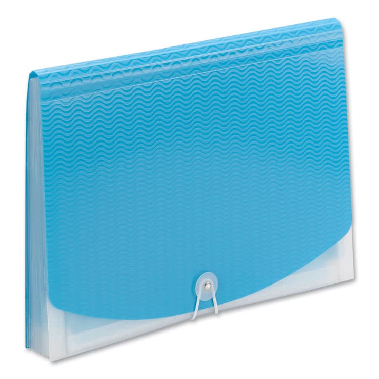 SMEAD MANUFACTURING CO. Poly Expanding Folders, 12 Sections, Cord/Hook Closure, 1/6-Cut Tabs, Letter Size, Teal/Clear (SMD70869)