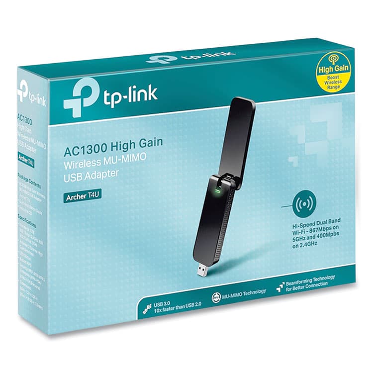 TP LINK USA ARCHER T4U AC1300 Wireless USB Adapter, Dual-Band 2.4 GHz/5 GHz (TPLARCHERT4U) thumbnail 3