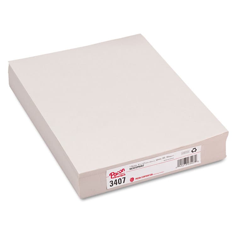 PACON CORPORATION White Newsprint, 30 lb Newsprint Weight, 9 x 12, White, 500 Sheets/Ream (PAC3407)