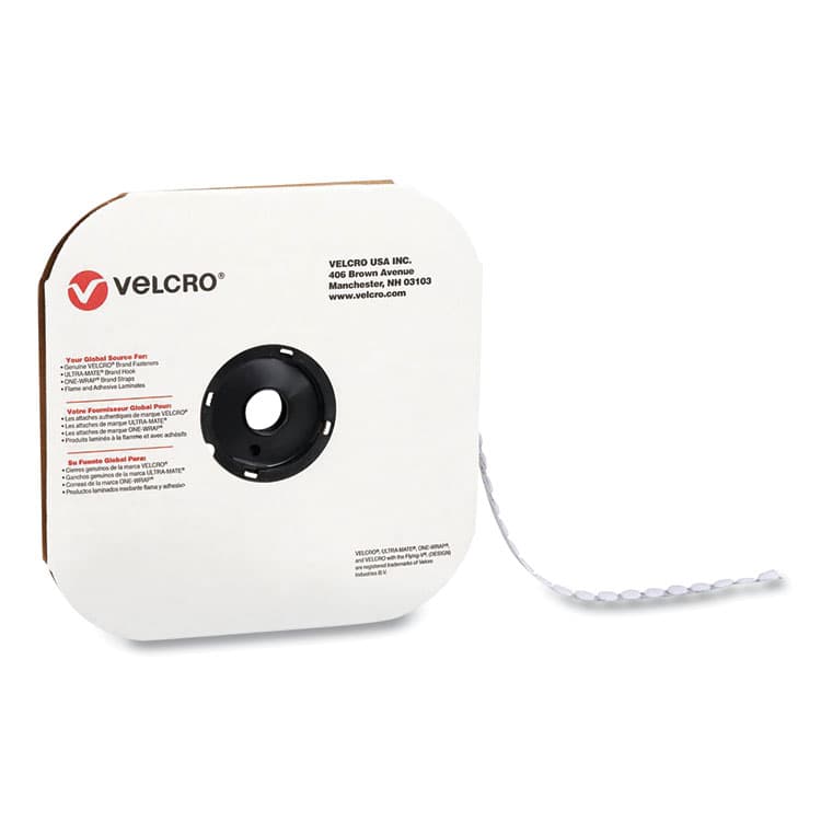 VELCRO USA, . Sticky-Back Fasteners, Loop Side, 0.5" dia, White, 1,440/Carton (VEK192245)
