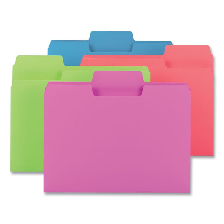 SMEAD MANUFACTURING CO. SuperTab Colored File Folders, 1/3-Cut Tabs: Assorted, Letter Size, 0.75" Expansion, 11-pt Stock, Assorted Colors, 24/Pack (SMD11957)