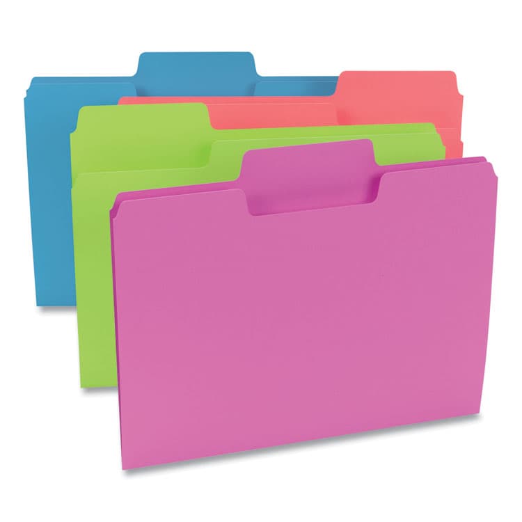 SMEAD MANUFACTURING CO. SuperTab Colored File Folders, 1/3-Cut Tabs: Assorted, Letter Size, 0.75" Expansion, 11-pt Stock, Assorted Colors, 24/Pack (SMD11957) thumbnail 3