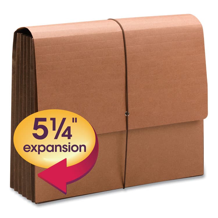 SMEAD MANUFACTURING CO. TUFF Expanding Wallets, 5.25" Expansion, 1 Section, Elastic Cord Closure, Letter Size, Redrope (SMD71164) thumbnail 2