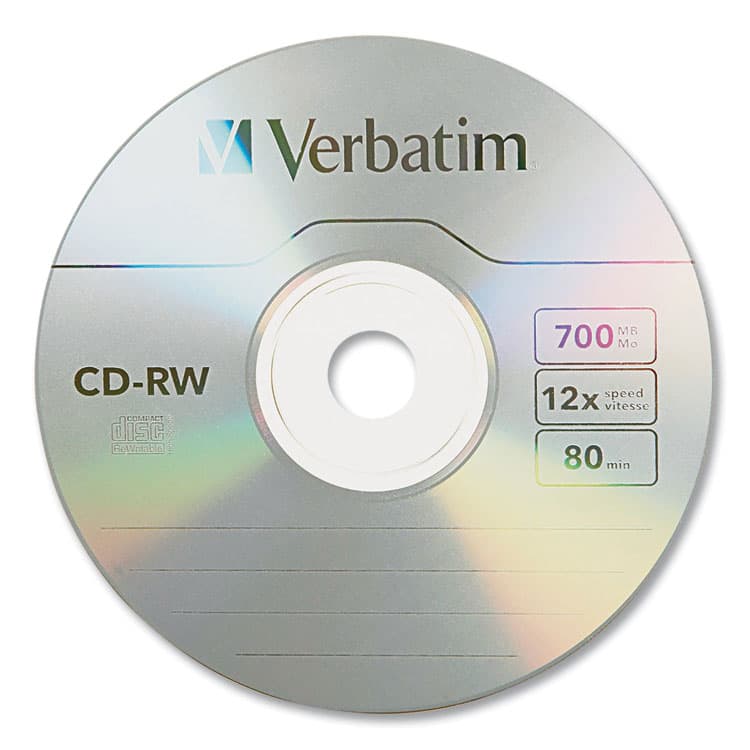 VERBATIM CORPORATION CD-RW High-Speed Rewritable Disc, 700 MB/80 min, 12x, Slim Jewel Case, Silver, 10/Pack (VER95156) thumbnail 2