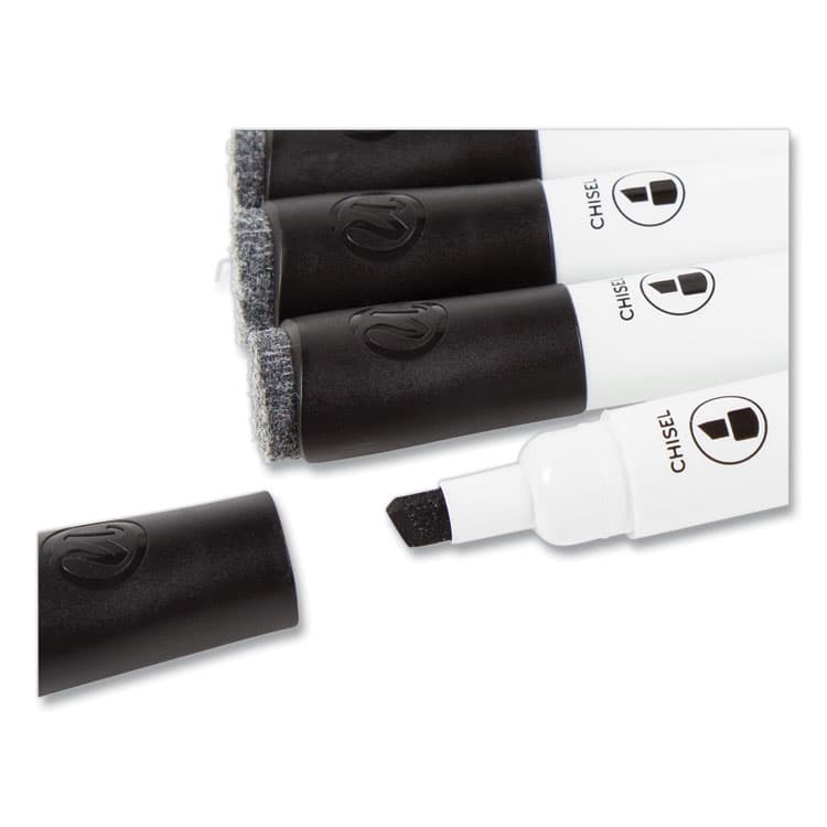 U BRANDS Chisel Tip Low-Odor Dry-Erase Markers with Erasers, Broad Chisel Tip, Black, Dozen (UBR2925U0112) thumbnail 4