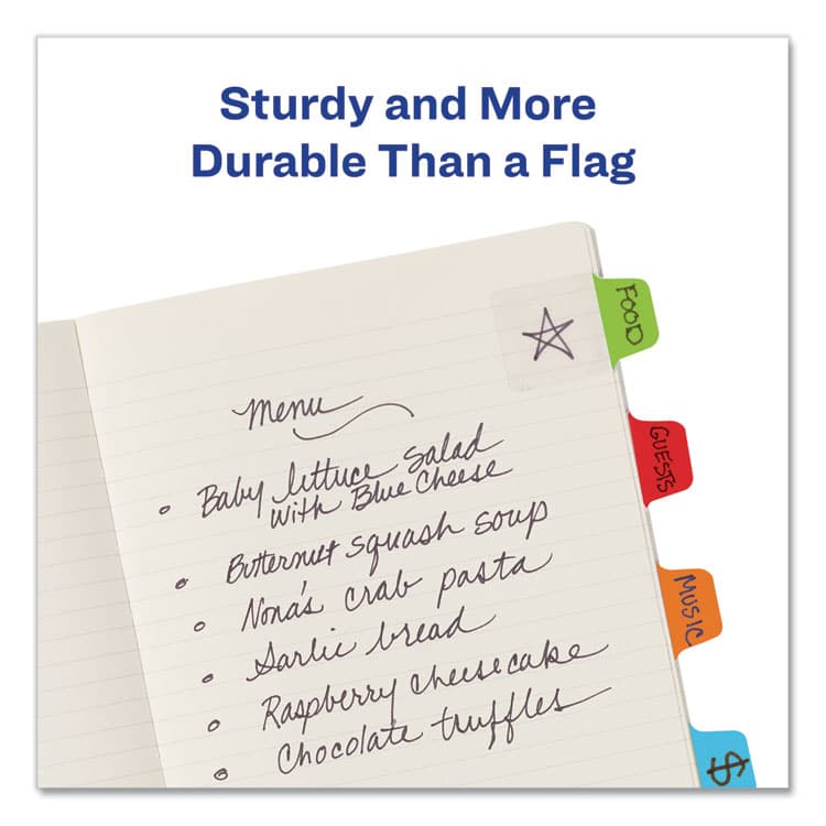 AVERY PRODUCTS CORPORATION Ultra Tabs Repositionable Tabs, Mini Tabs: 1" x 1.5", 1/5-Cut, Assorted Colors, 40/Pack (AVE74760) thumbnail 2