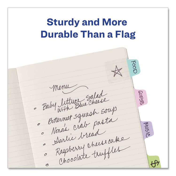 AVERY PRODUCTS CORPORATION Ultra Tabs Repositionable Tabs, Mini Tabs: 1" x 1.5", 1/5-Cut, Assorted Pastel Colors, 40/Pack (AVE74761) thumbnail 2