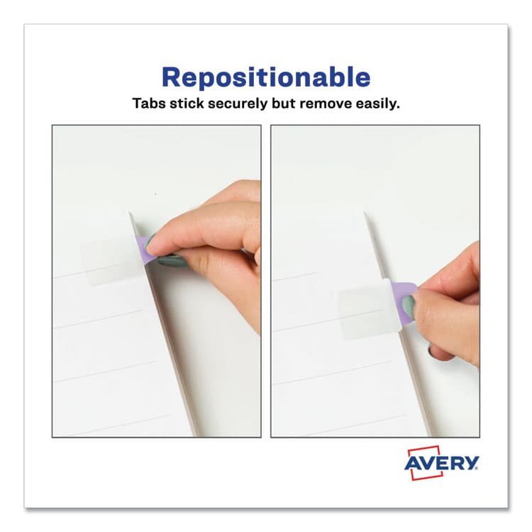 AVERY PRODUCTS CORPORATION Ultra Tabs Repositionable Tabs, Mini Tabs: 1" x 1.5", 1/5-Cut, Assorted Pastel Colors, 40/Pack (AVE74761) thumbnail 3