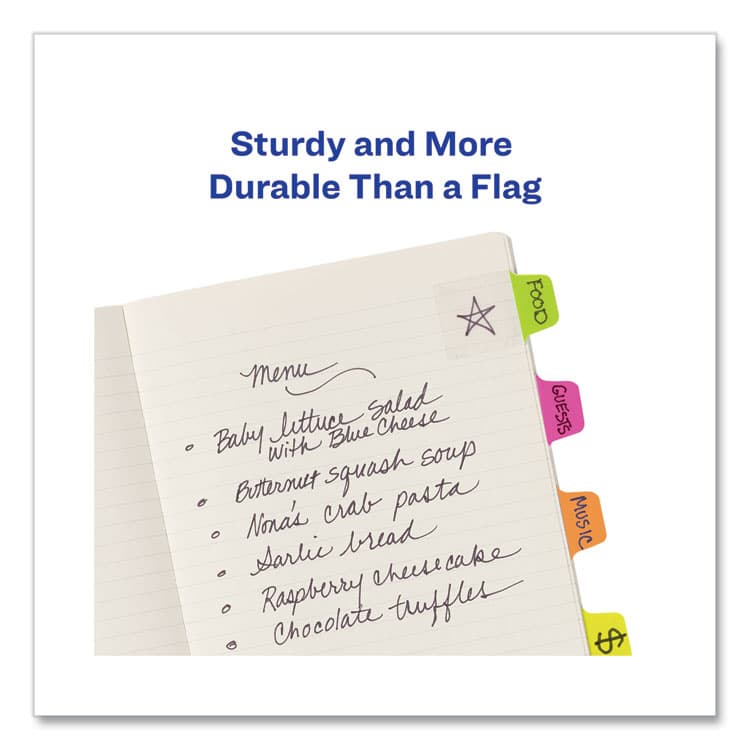 AVERY PRODUCTS CORPORATION Ultra Tabs Repositionable Tabs, Mini Tabs: 1" x 1.5", 1/5-Cut, Assorted Neon Colors, 80/Pack (AVE74762) thumbnail 2