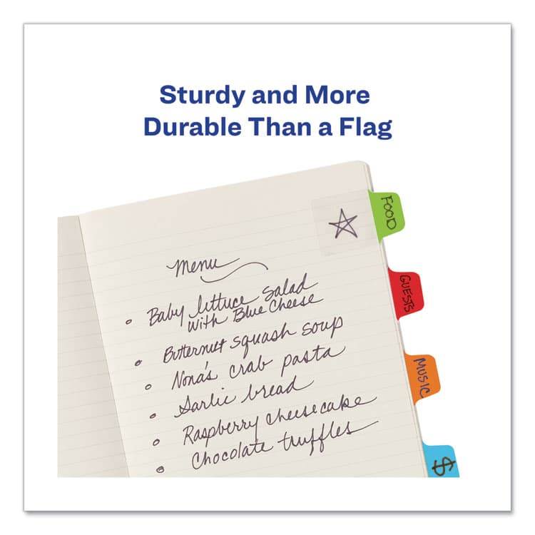 AVERY PRODUCTS CORPORATION Ultra Tabs Repositionable Tabs, Mini Tabs: 1" x 1.5", 1/5-Cut, Assorted Colors, 80/Pack (AVE74763) thumbnail 2