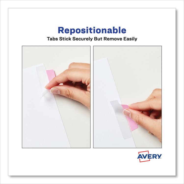 AVERY PRODUCTS CORPORATION Ultra Tabs Repositionable Tabs, Margin Tabs: 2.5" x 1", 1/5-Cut, Assorted Pastel Colors, 48/Pack (AVE74867) thumbnail 3