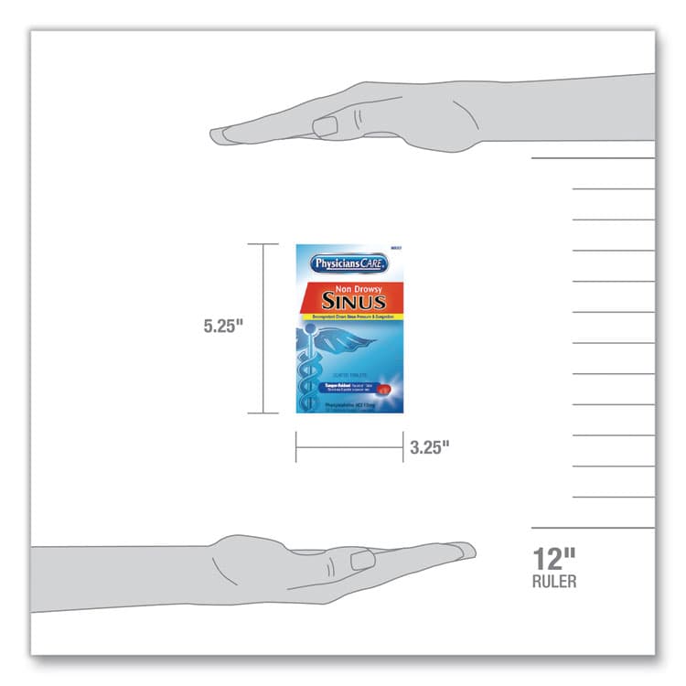 ACME UNITED CORPORATION Non-Drowsy Sinus Decongestant Congestion Medication, One Tablet/Pack, 50 Packs/Box (ACM90087) thumbnail 3