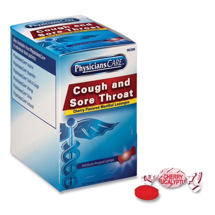 ACME UNITED CORPORATION Cough and Sore Throat, Cherry Menthol Lozenges, Individually Wrapped, 50/Box (ACM90306) thumbnail 2