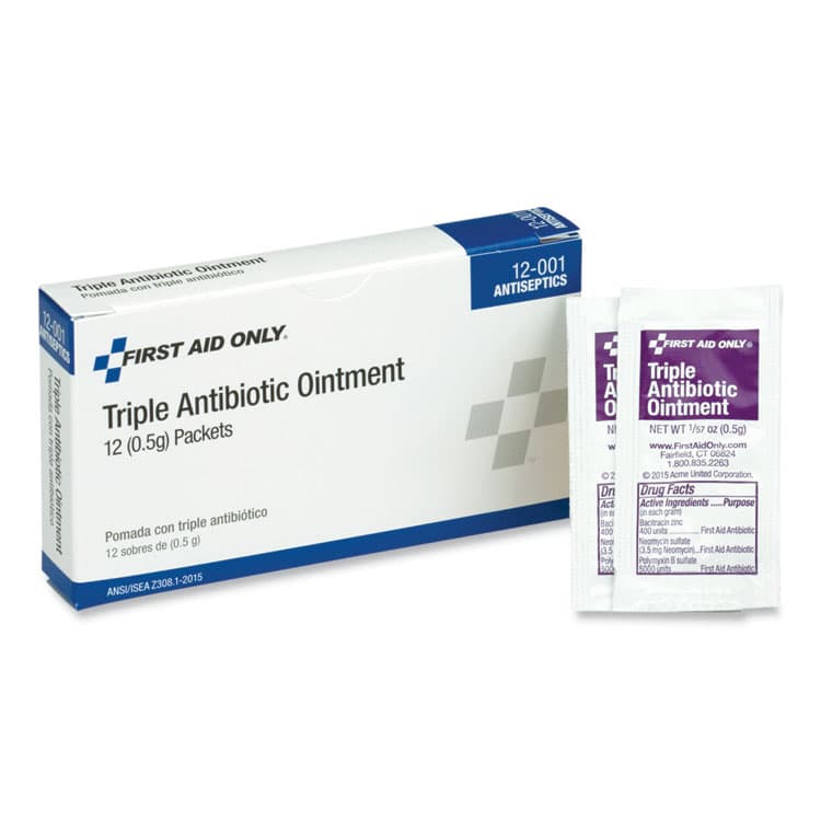 ACME UNITED CORPORATION First Aid Kit Refill Triple Antibiotic Ointment, Packet, 12/Box (FAO12001)