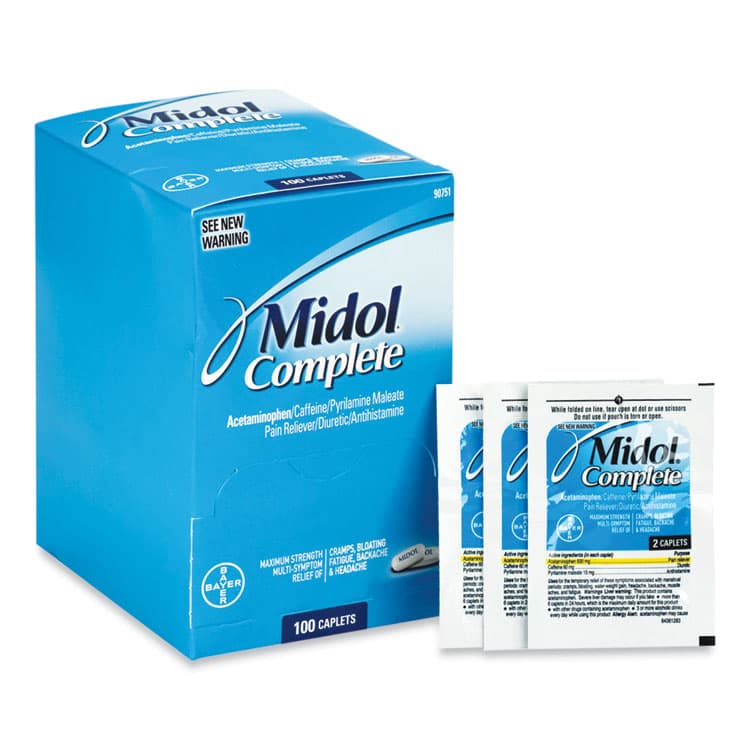 ACME UNITED CORPORATION Complete Menstrual Caplets, Two-Pack, 50 Packs/Box (FAO90751)