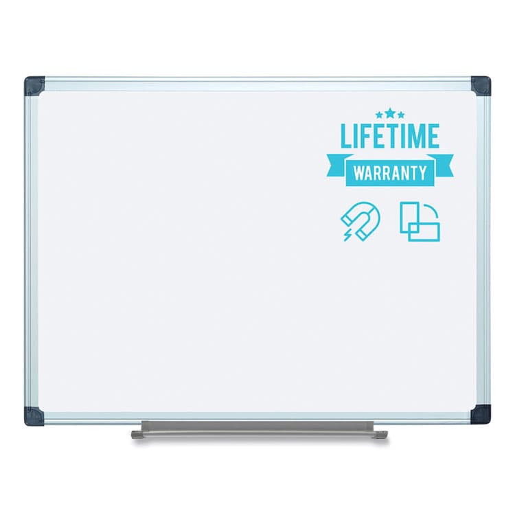 BI-SILQUE VISUAL COMMUNICATION PRODUCTS Porcelain Value Dry Erase Board, 48" x 96", White Surface, Satin Aluminum Frame (BVCCR1501170MV) thumbnail 2