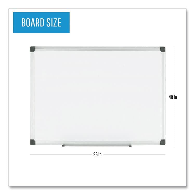 BI-SILQUE VISUAL COMMUNICATION PRODUCTS Porcelain Value Dry Erase Board, 48" x 96", White Surface, Satin Aluminum Frame (BVCCR1501170MV) thumbnail 4